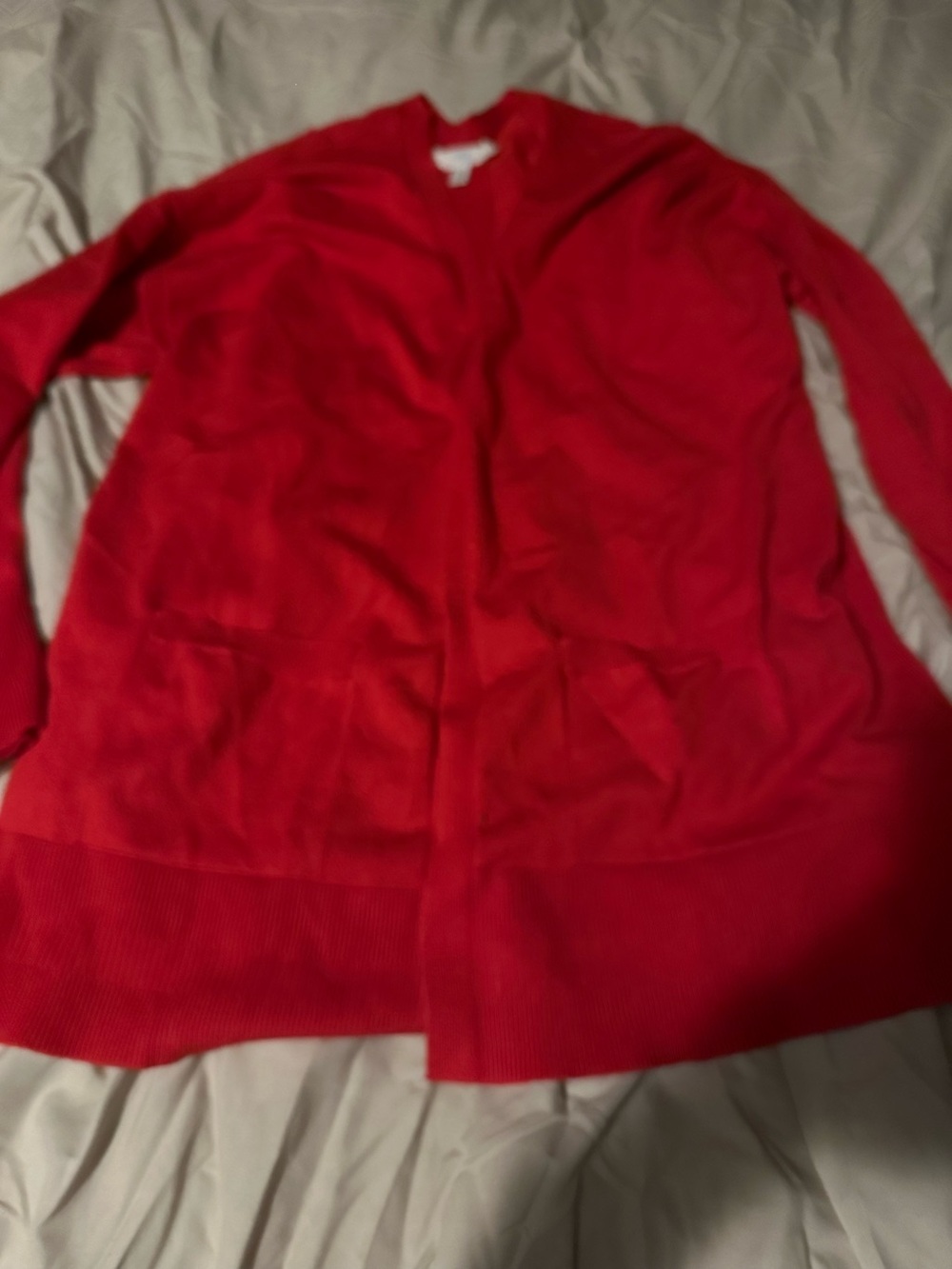 Red Women's Long Open Cardigan Sweater